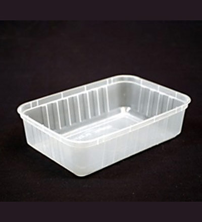 750ml Rectangle Ribbed Clear Container - Pkt 50 