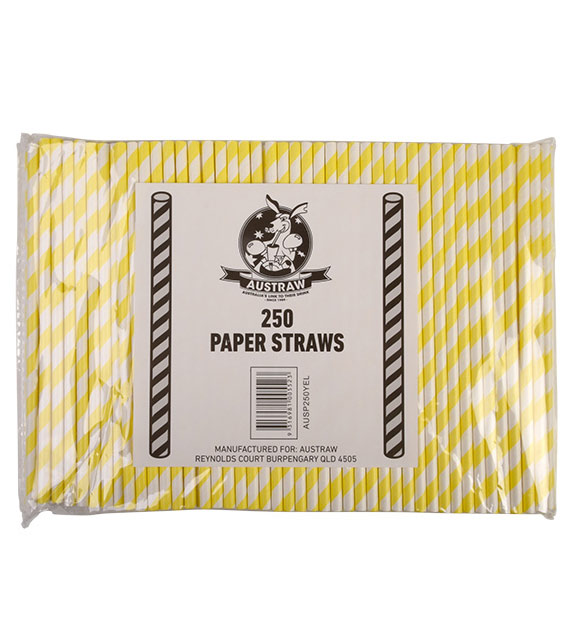 Regular Paper Straw - Yellow Pkt 250