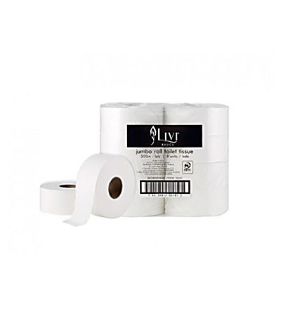 Livi Basics Jumbo Toilet Paper 1ply 500m - Pkt 8
