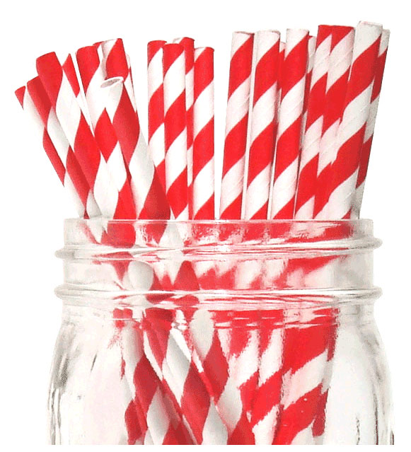 Regular Paper Straw - Red Pkt/Wh 250