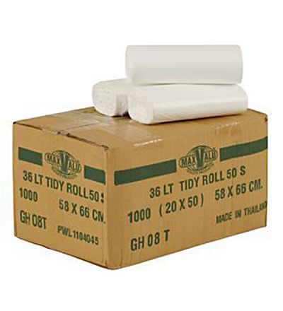 MaxValu Bin Liners 36L White Pkt 1000