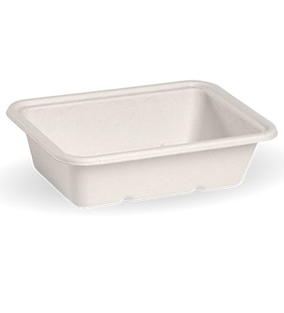 600ml Bio Cane Rect. Takeaway White - 500ctn