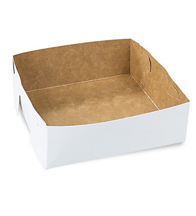 Cake Tray #19  White-Brown.134x134x45mm Pkt 250