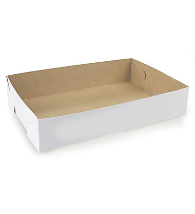 Cake Tray #23 White-Brown 227x150x45mm Pkt 250